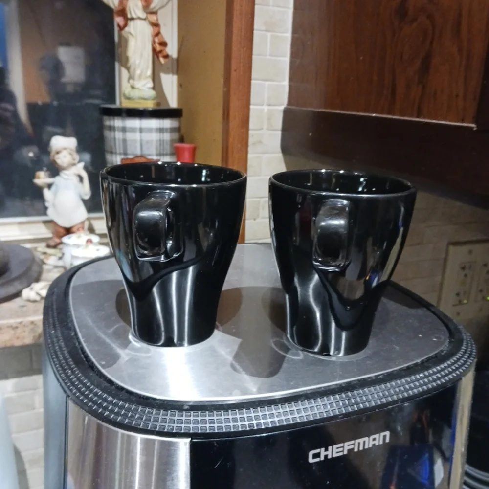 Lot -2 IKEA Fargrit Stacking Coffee Tea Mug Black 4